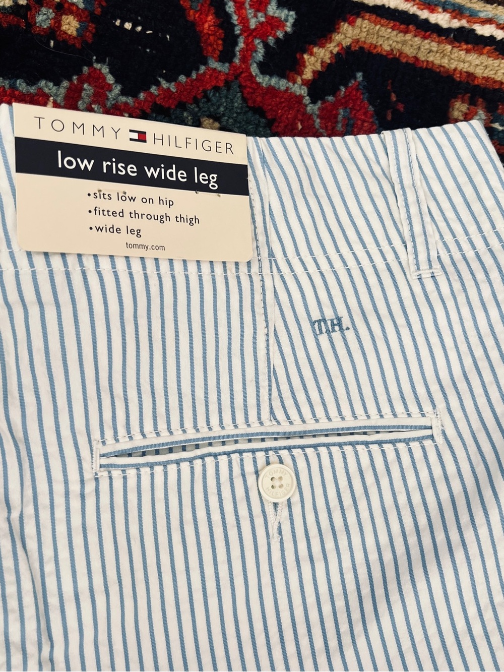 Tommy Hilfiger White Pants with Light Blue Pinstripes sz16 NWT - Picture 4 of 4
